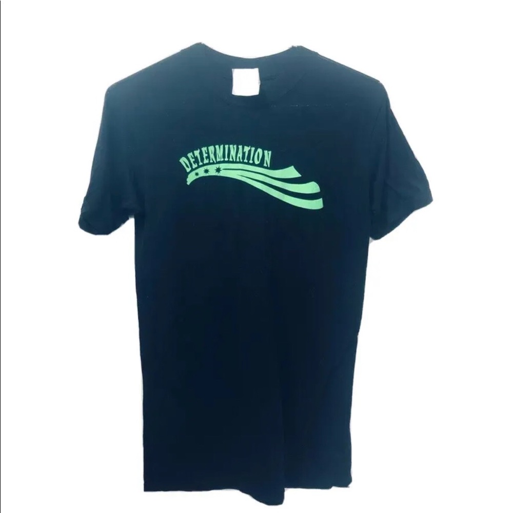 Vintage Single Stitch Graphic Print Logo Tee shirt Stars Neon Long DETERMINATION